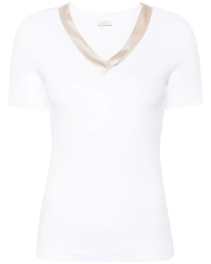 Peserico T-Shirt aus geripptem Strick Weiß