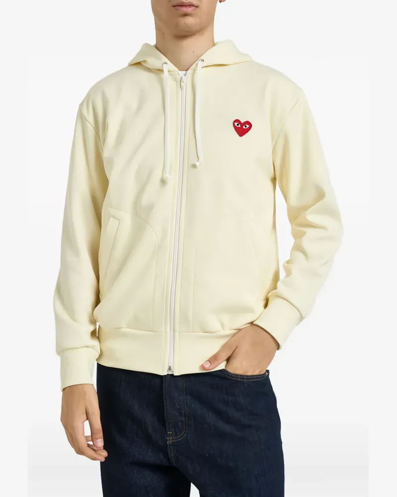 Comme des Garçons heart-patch zip-up hoodie - Nude Nude