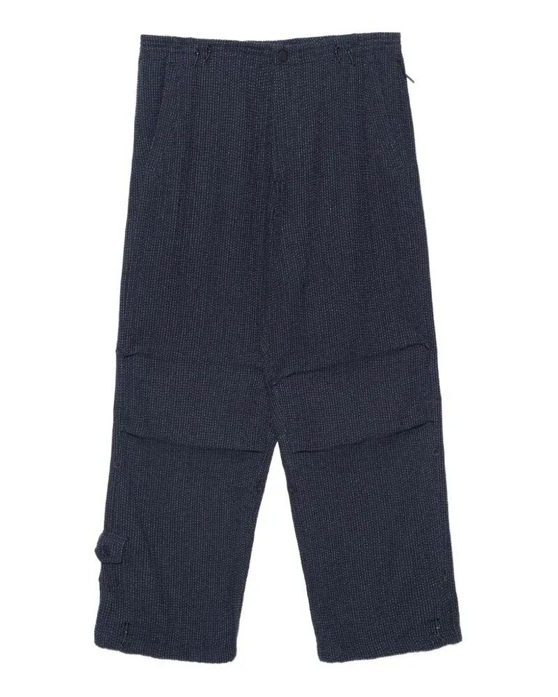 maharishi Sashiko-stitched drawstring trousers - Blau Blau