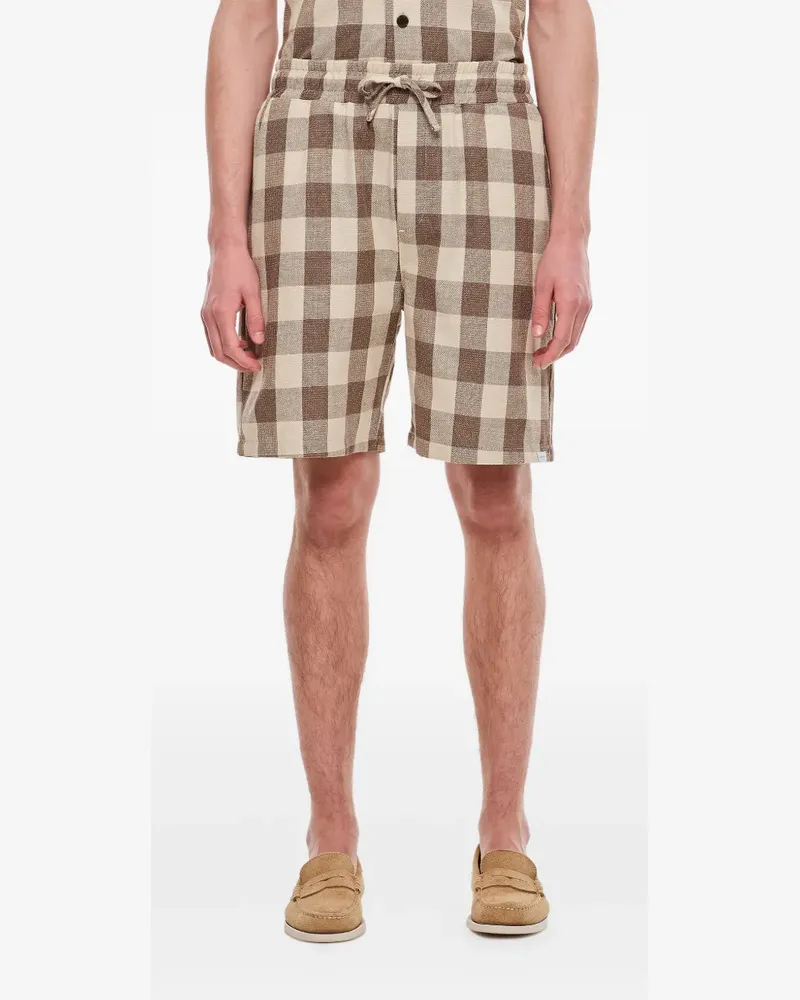 LES DEUX Karierte Shorts mit elastischem Bund - Braun Braun