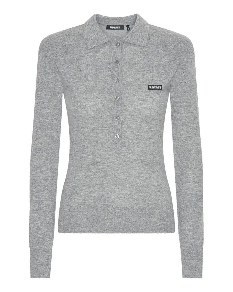 ROTATE Birger Christensen Langärmeliges Poloshirt - Grau Grau