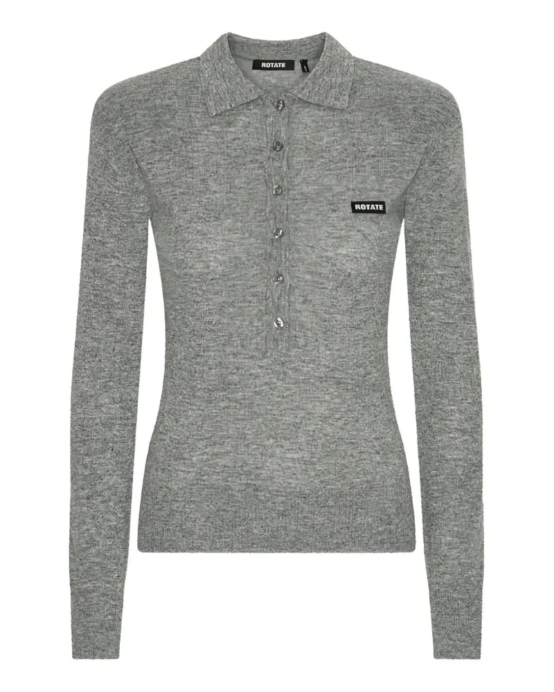 ROTATE Birger Christensen Langärmeliges Poloshirt - Grau Grau