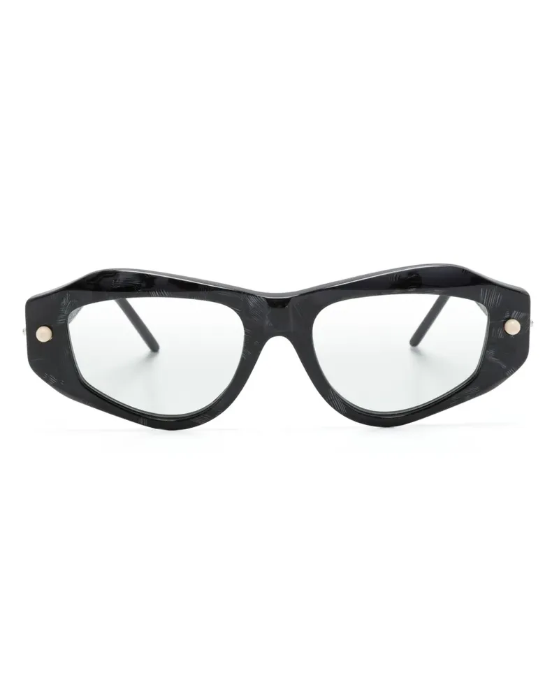 KUBORAUM P15 Sonnenbrille mit eckigem Gestell - Schwarz Schwarz