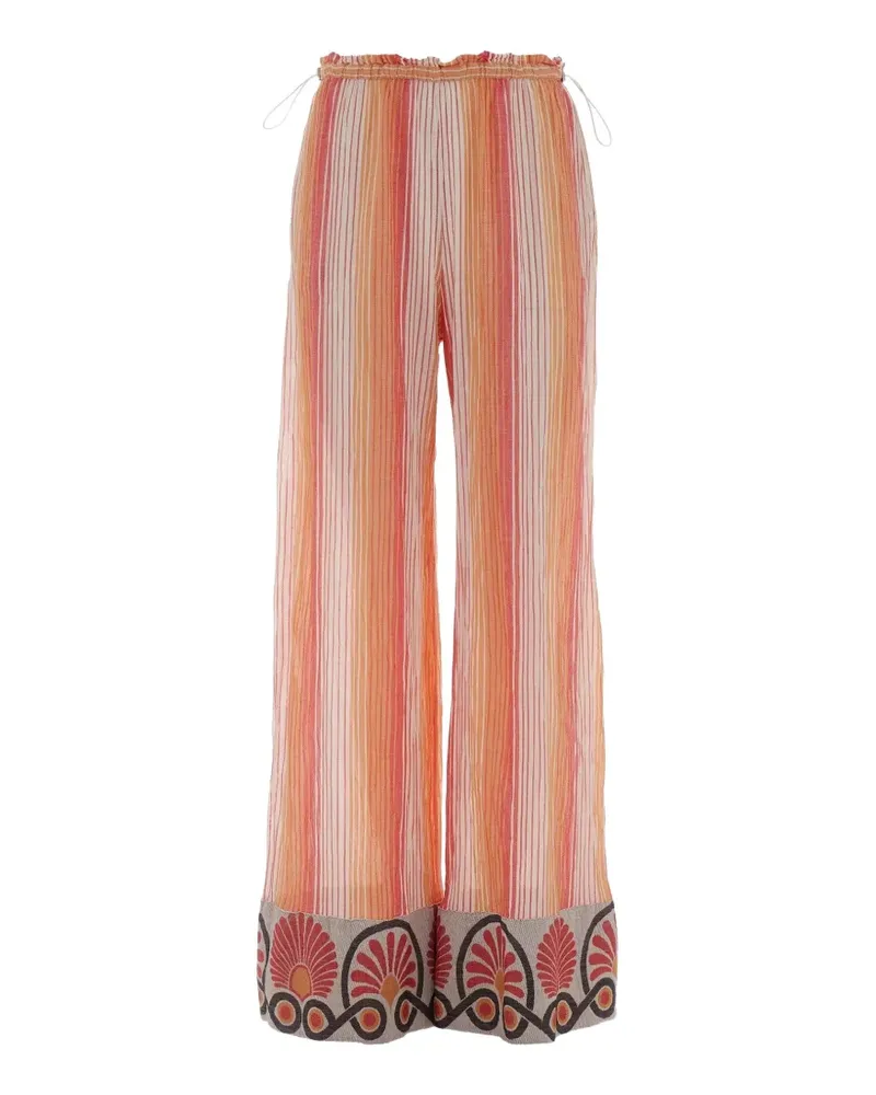 Devotion Alikto stripe-print flared trousers - Orange Orange