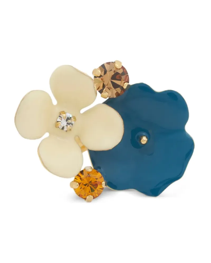 Marni enamelled flower rhinestone ring - Gold Gold
