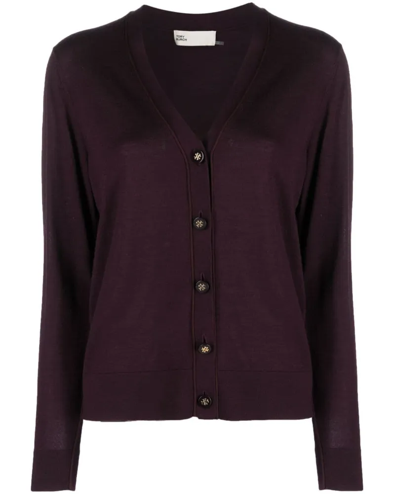 Tory Burch Fein gestrickter Cardigan mit V-Ausschnitt - Rot Rot