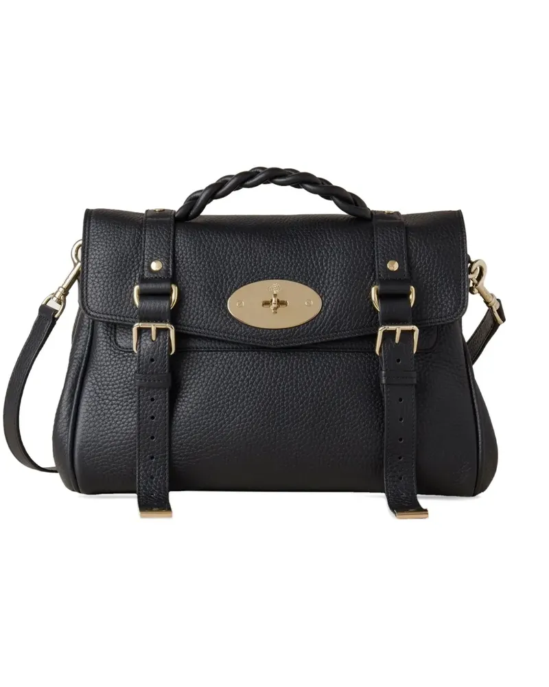 Mulberry Mini Alexa Schultertasche mit Flechtgriff - Schwarz Schwarz