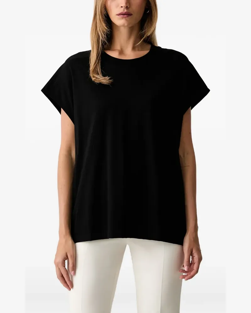 Patrizia Pepe logo-plaque cap-sleeve T-shirt - Schwarz Schwarz