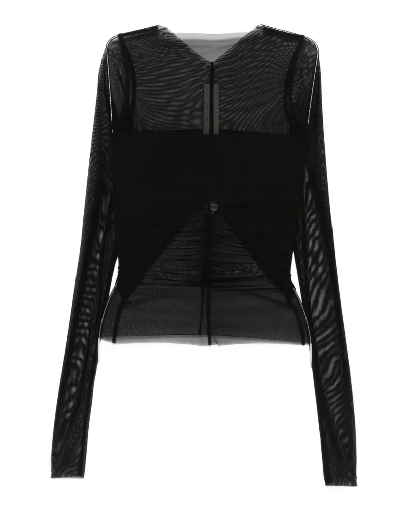 Rick Owens Combo sheer long-sleeve top - Schwarz Schwarz