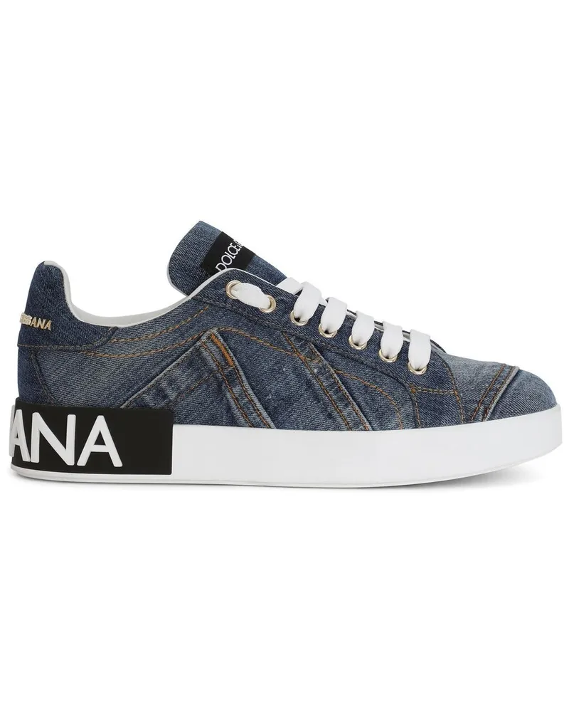 Dolce & Gabbana Portofino Sneakers mit Logo-Schild - Blau Blau