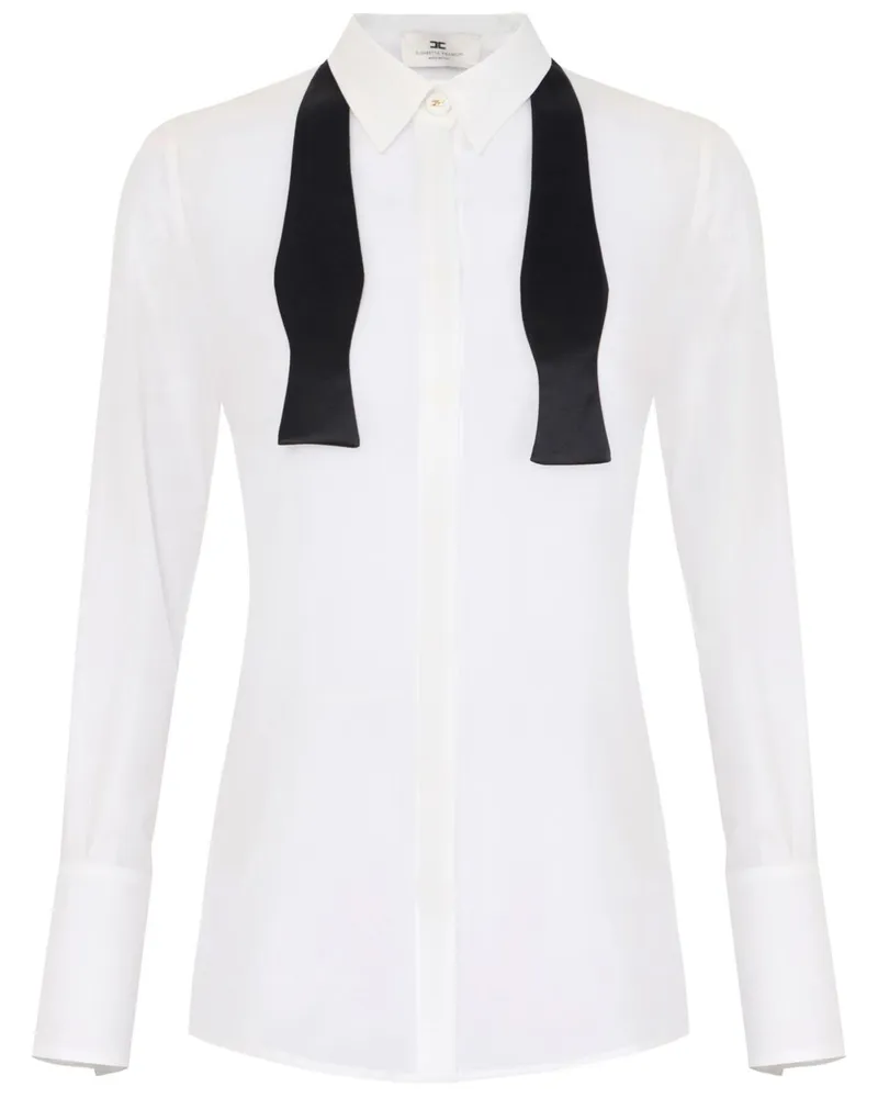 Elisabetta Franchi Georgette-Hemd mit Fliege - Weiß Weiß