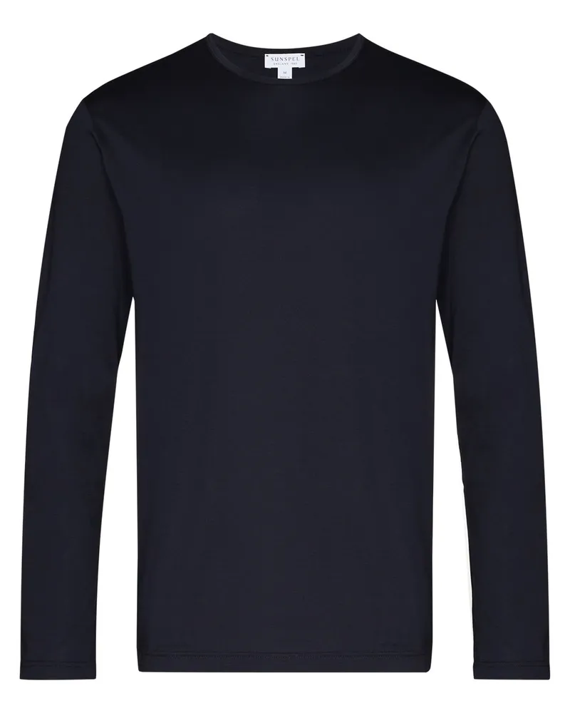 Sunspel Klassisches Langarmshirt - Blau Blau