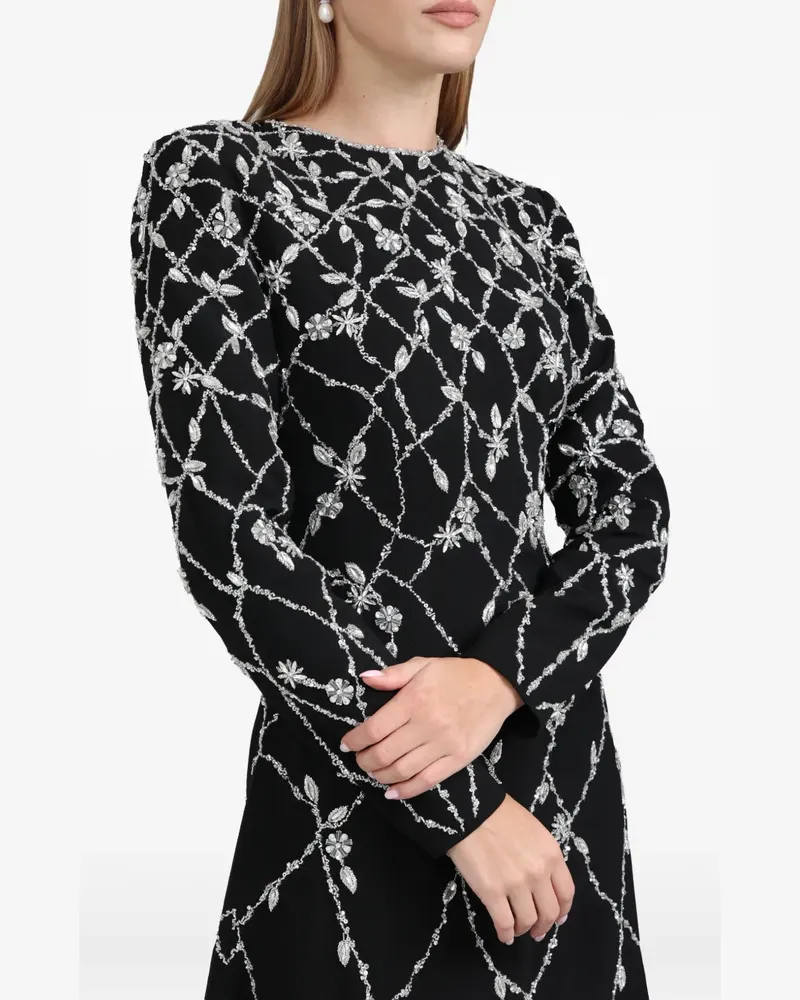 Dina Melwani Maxikleid mit Kristallen - Schwarz Schwarz
