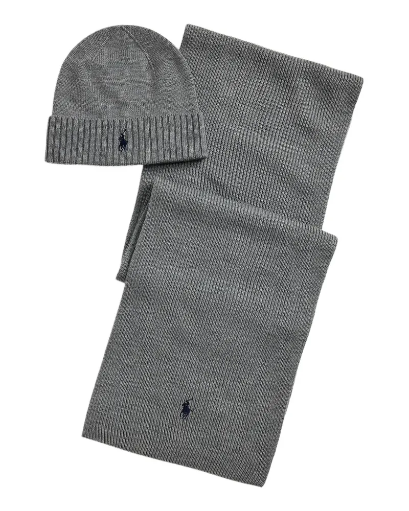 Ralph Lauren Set aus Beanie und Schal mit Logo - Grau Grau