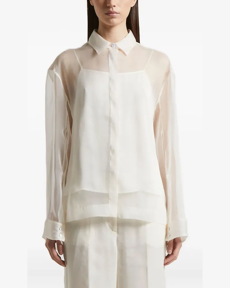 Peserico sheer-panelled shirt - Nude Nude