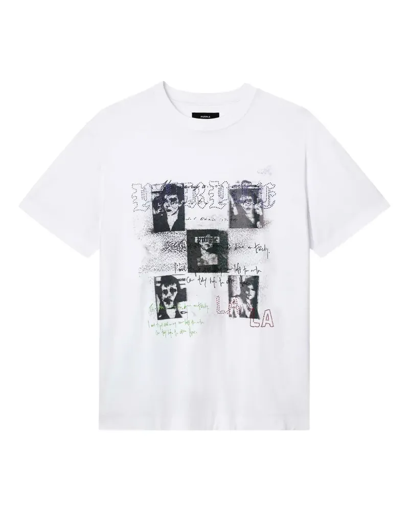 PURPLE BRAND Portraits T-Shirt mit grafischem Print - Weiß Weiß