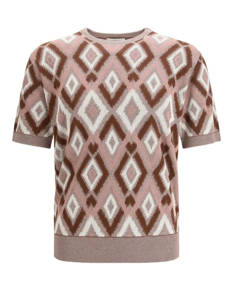 Piacenza Cashmere patterned short-sleeve sweater - Rosa Rosa