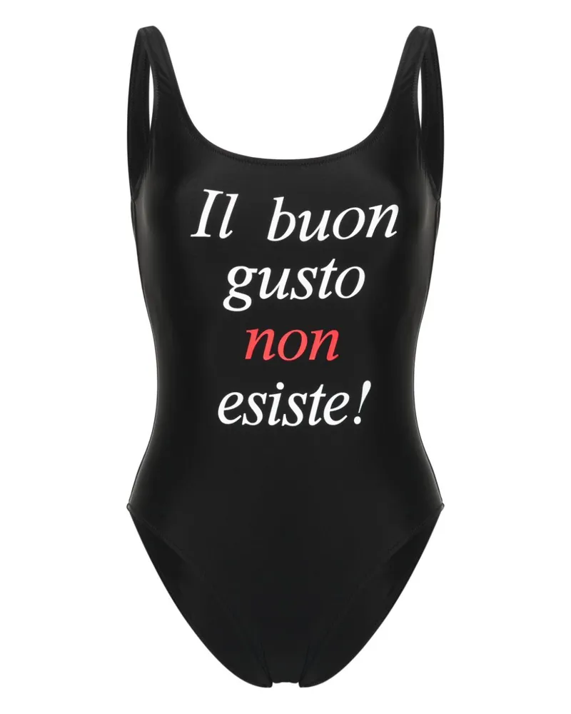 Moschino Badeanzug mit Slogan-Print - Schwarz Schwarz