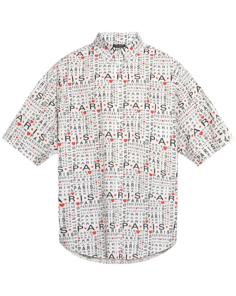 Balenciaga Hemd mit Logo-Print - Weiß Weiß