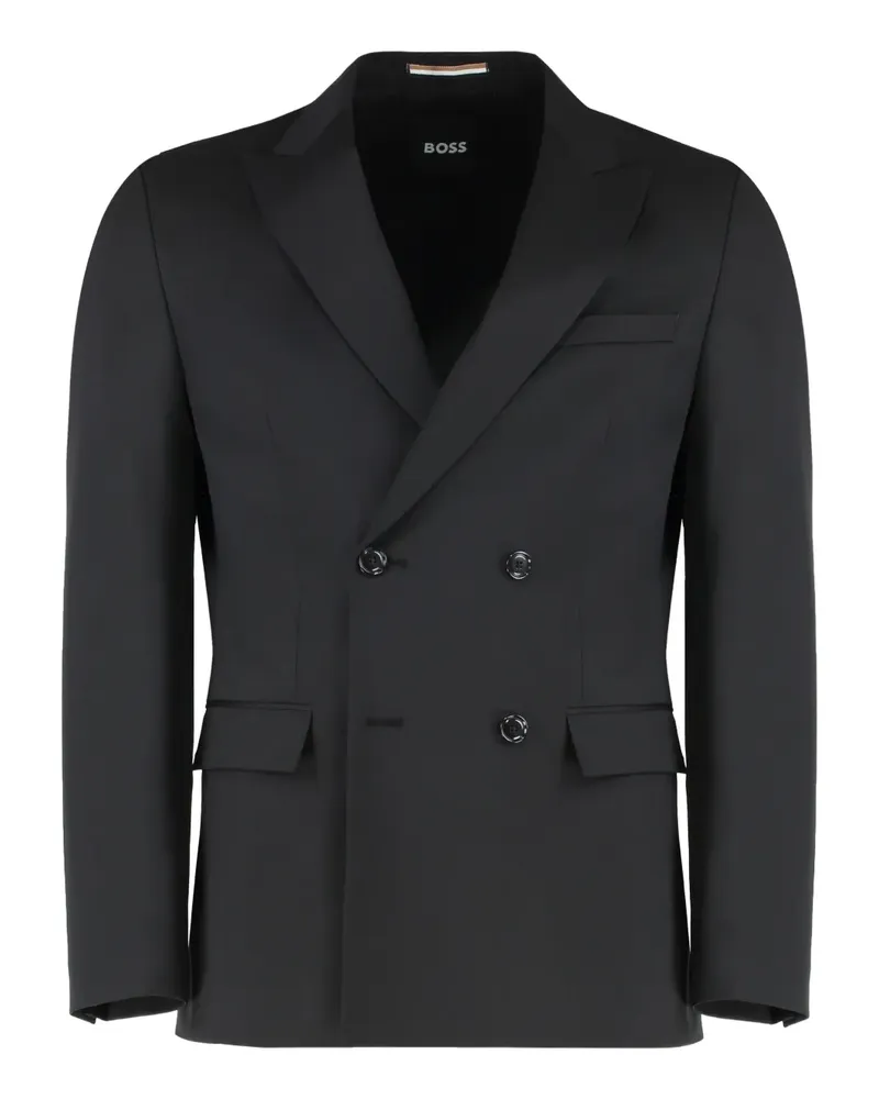 HUGO BOSS Doppelreihiger Houston Blazer mit Klappentasche - Schwarz Schwarz