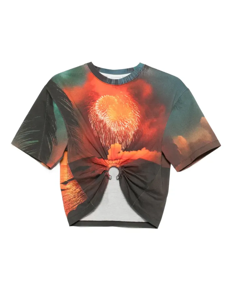 Paco Rabanne T-Shirt mit Feuerwerks-Print - Orange Orange