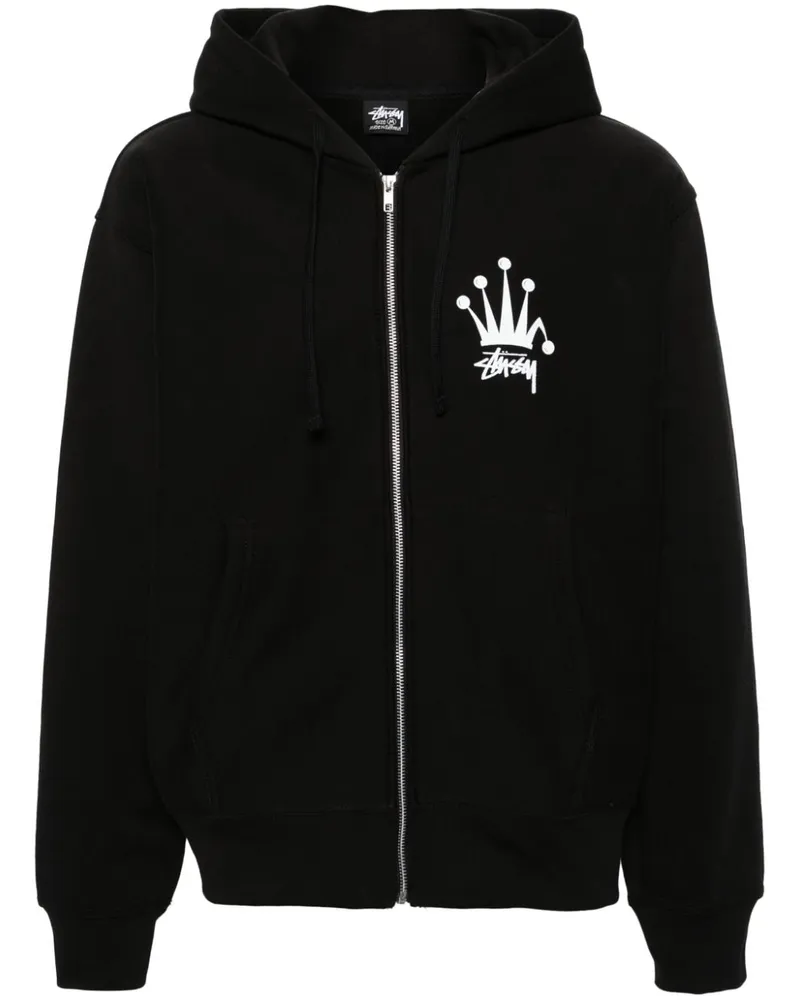 Stüssy Kapuzenjacke mit Logo-Print Schwarz