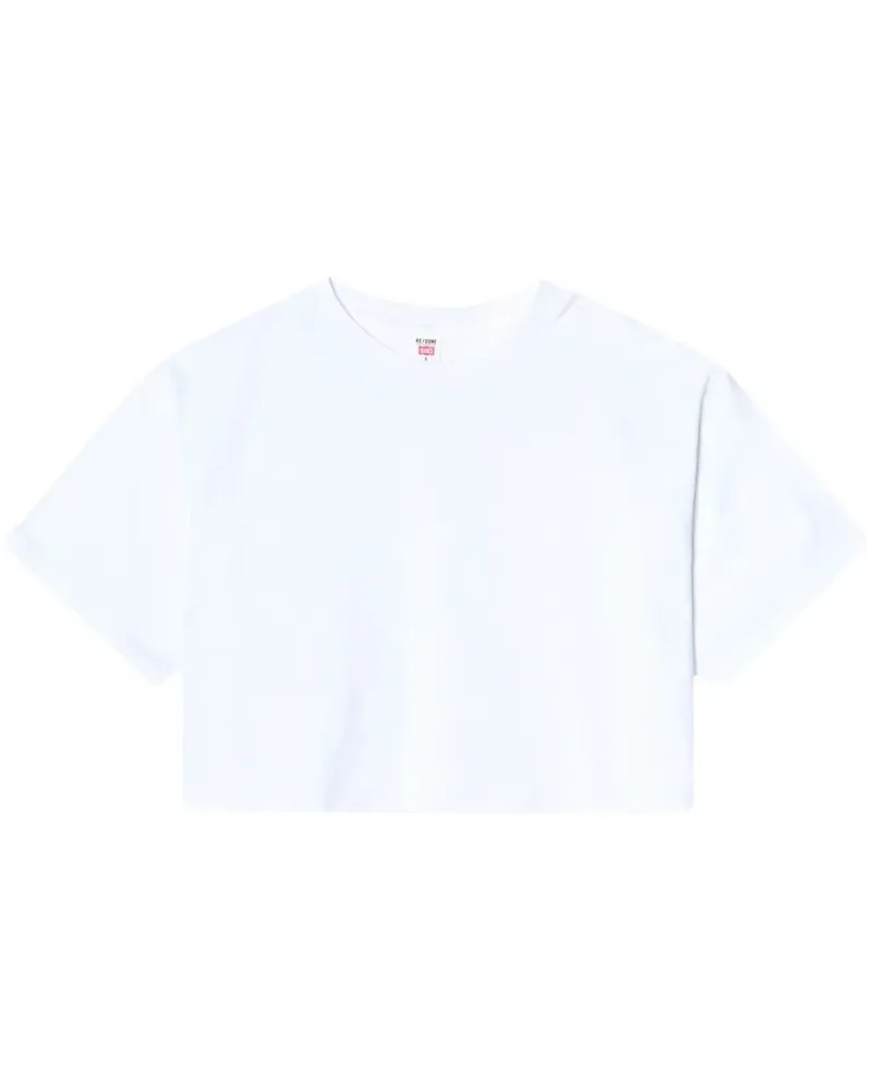 RE/DONE Cropped-T-Shirt mit Logo - Weiß Weiß