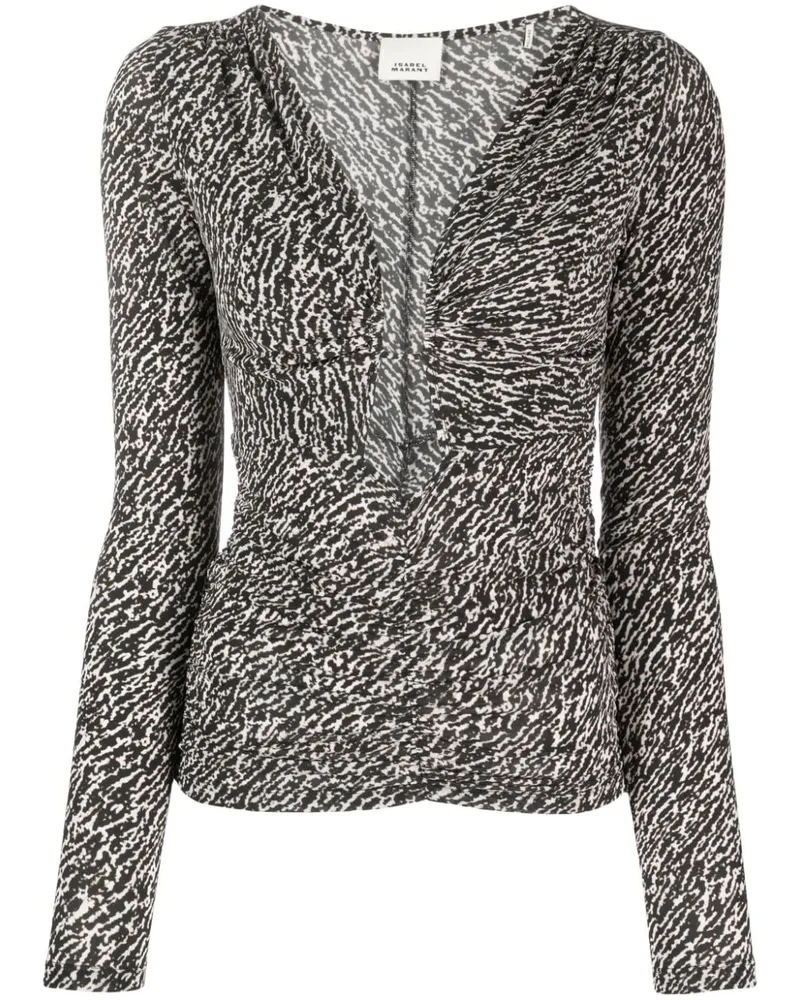 Isabel Marant Oberteil mit abstraktem Print - Schwarz Schwarz
