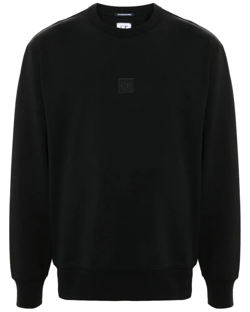 C.P. Company Sweatshirt mit gummiertem Logo Schwarz