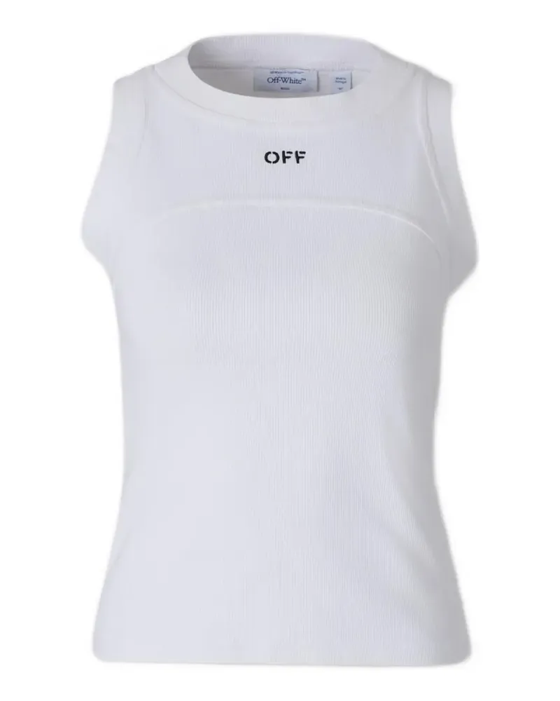 OFF-WHITE logo-print ribbed top - Weiß Weiß