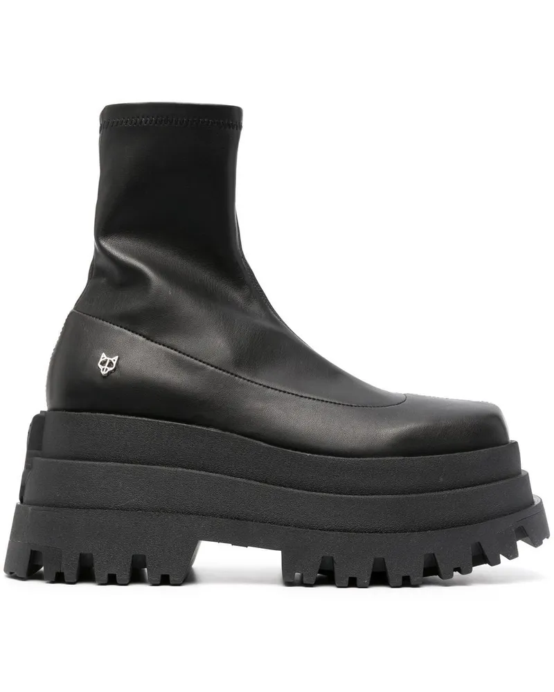 Naked Wolfe Sassy Plateau-Stiefeletten - Schwarz Schwarz