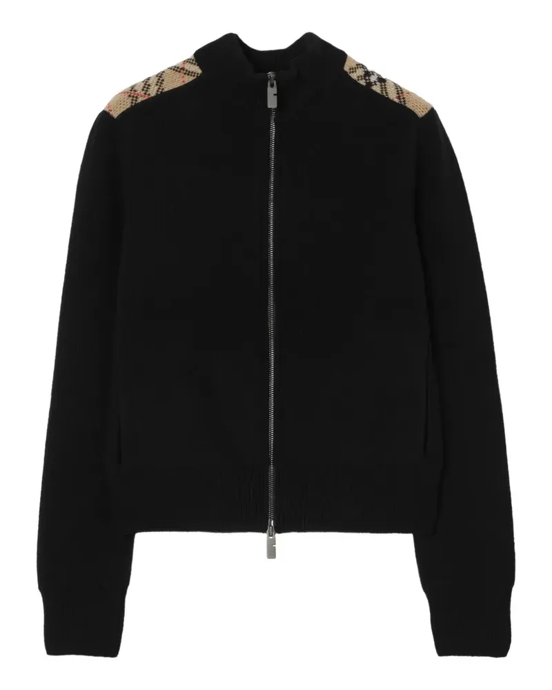 Burberry check funnel-neck cardigan - Schwarz Schwarz