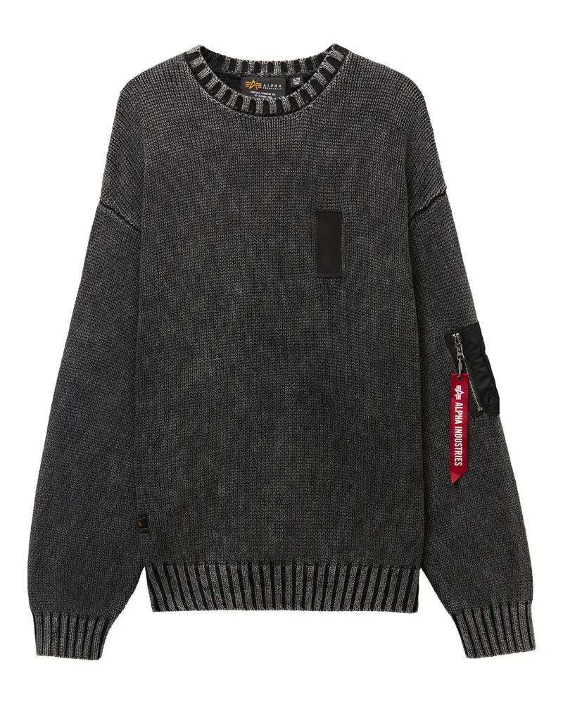 Alpha Industries Pullover mit aufgesetzter Tasche - Schwarz Schwarz