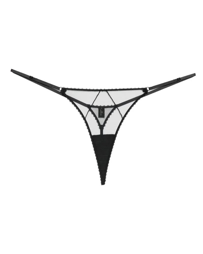 Kiki De Montparnasse Perle Tanga mit G-Zierkette - Schwarz Schwarz