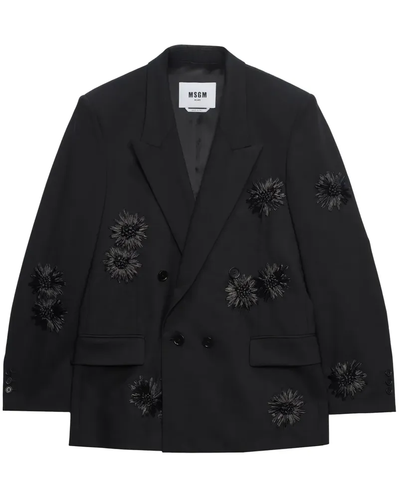 MSGM Blazer mit Blumenapplikation - Schwarz Schwarz