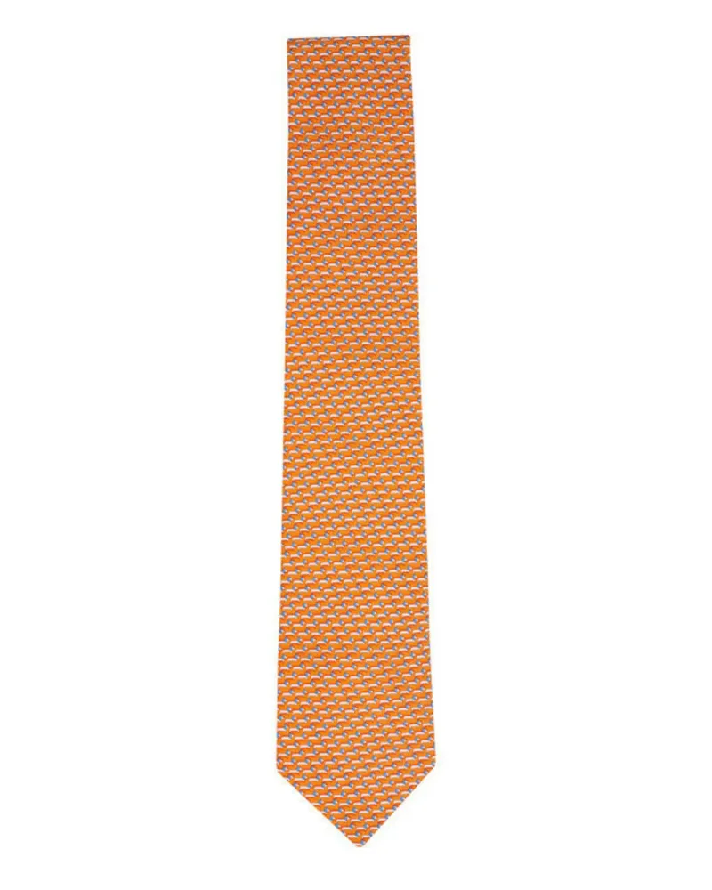 Ferragamo patterned silk tie - Orange Orange