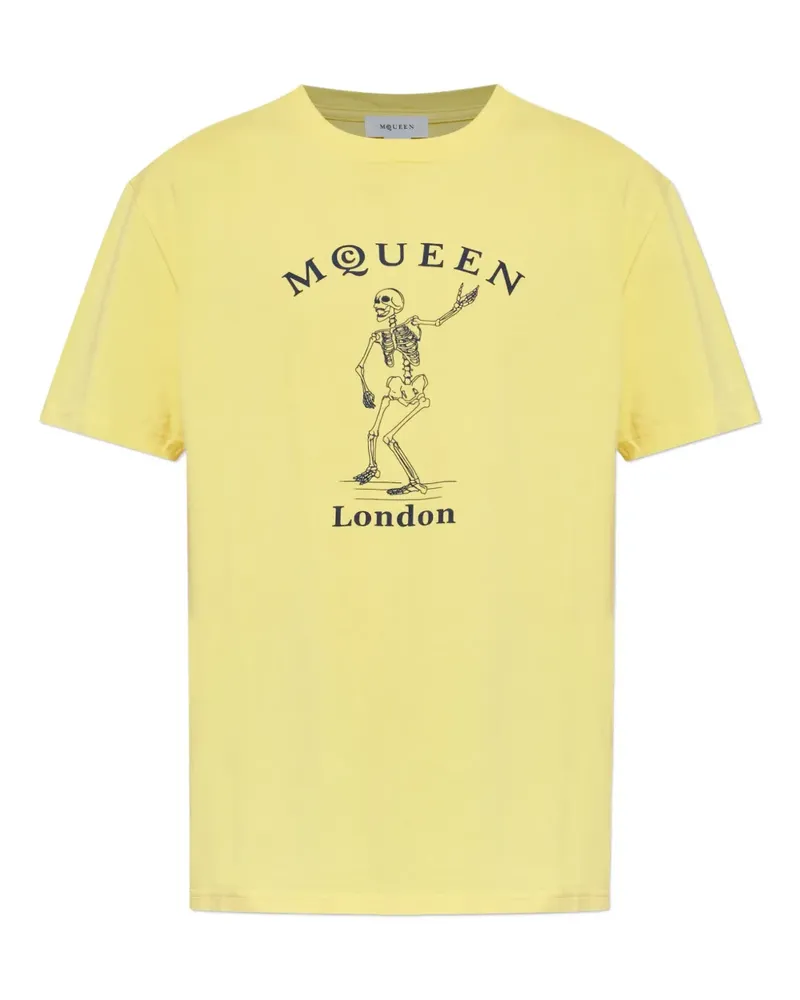 Alexander McQueen T-Shirt mit Skelett-Print - Gelb Gelb