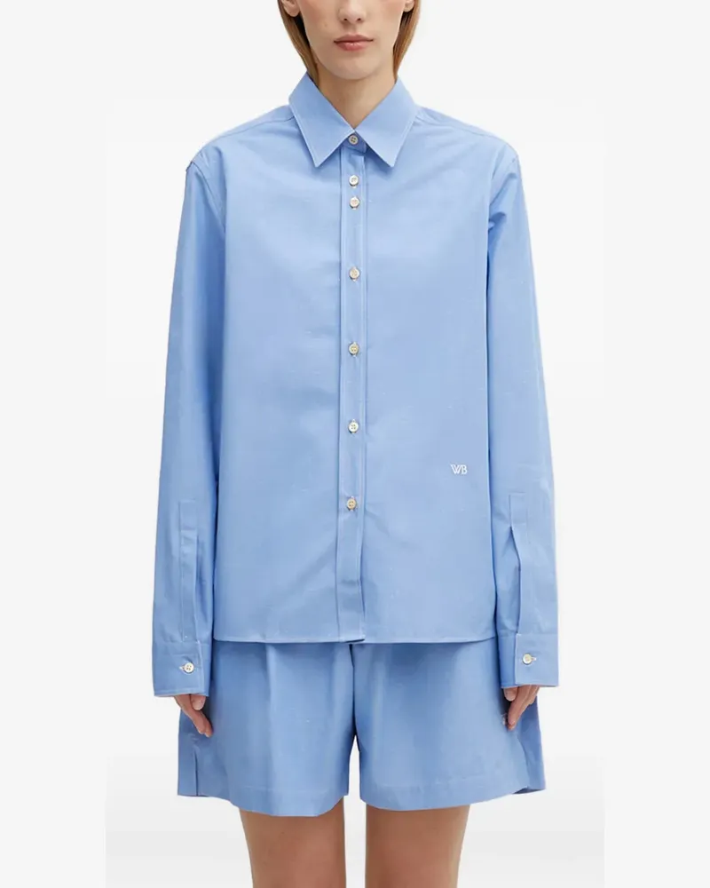 Wales Bonner logo-embroidered button-down shirt - Blau Blau