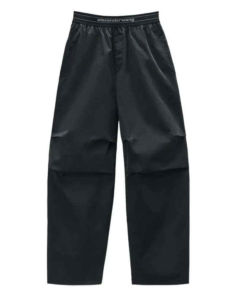 Alexander Wang Halbhohe Hose mit Logo - Schwarz Schwarz