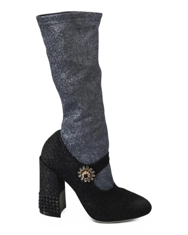 Dolce & Gabbana Stiefel mit Glitter-Effekt - Schwarz Schwarz