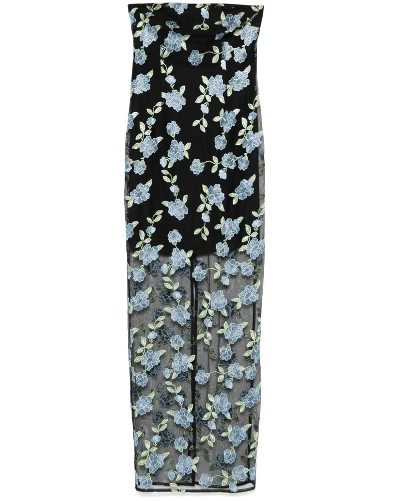 ROTATE Birger Christensen Flower Mesh-Maxikleid - Schwarz Schwarz