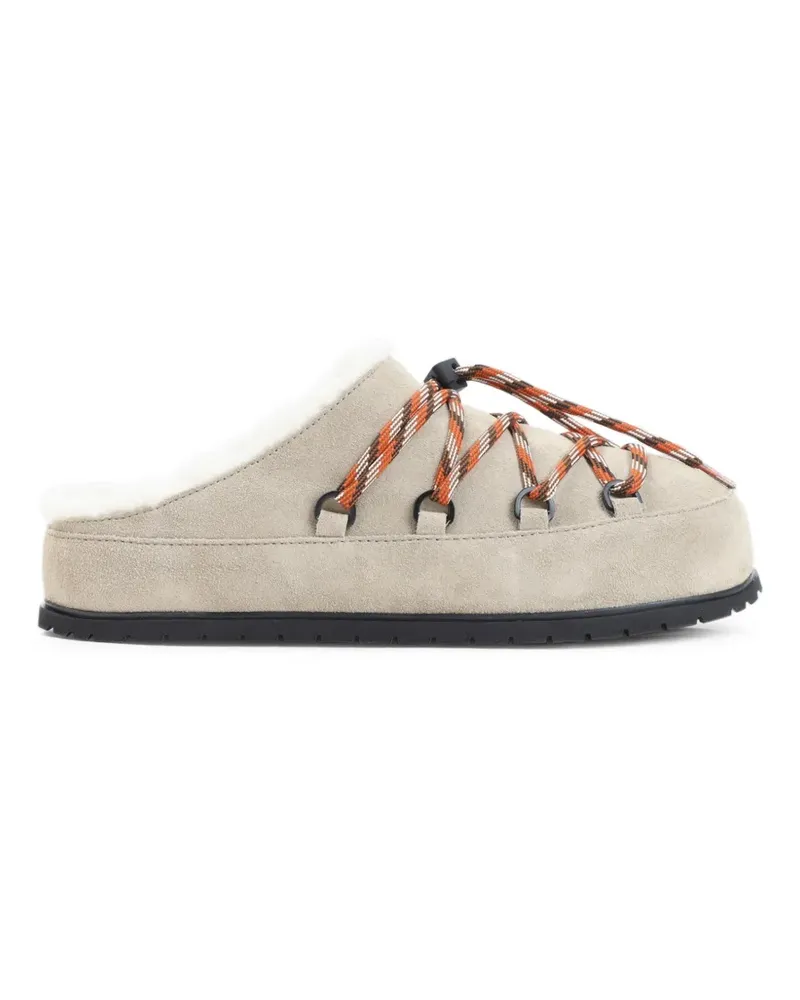 Prada Slipper mit Shearling-Besatz - Nude Nude