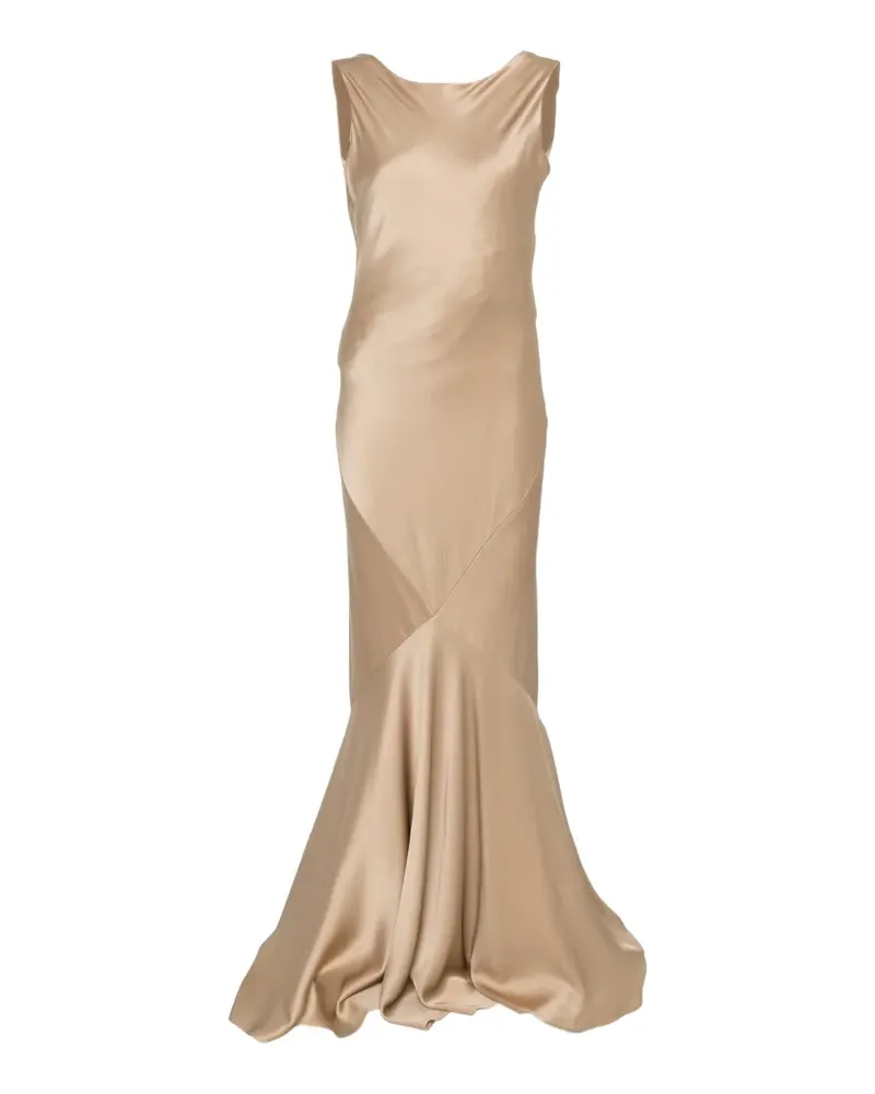 Max Mara Erum Maxikleid mit Satineinsätzen - Nude Nude