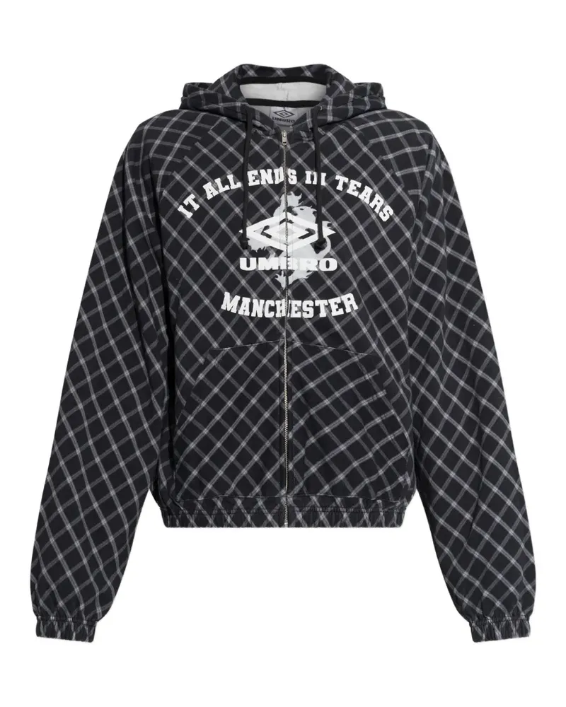 Umbro Karierte Kapuzenjacke - Schwarz Schwarz