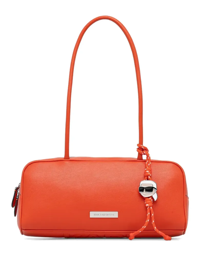 Karl Lagerfeld logo-plaque charm-pendant shoulder bag - Orange Orange