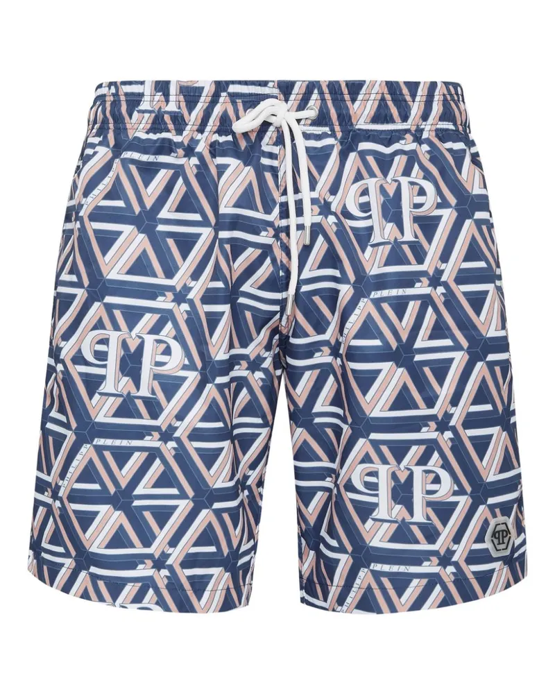 Philipp Plein Monogram Boxer Badeshorts - Blau Blau