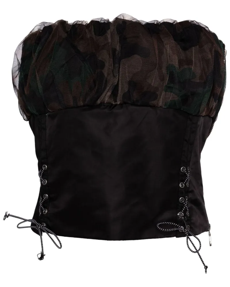 Andersson Bell Gerafftes ISLA Cropped-Bustier - Schwarz Schwarz