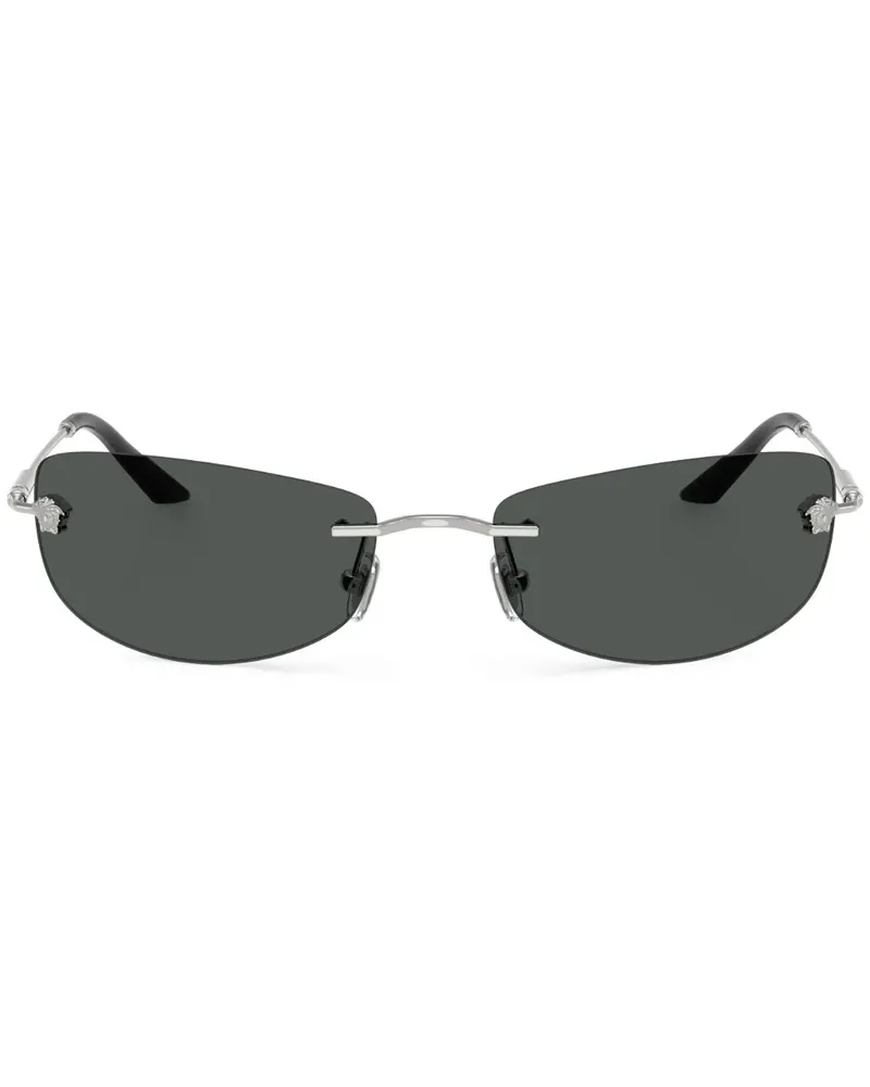 Versace Sonnenbrille mit eckigem Gestell - Silber Silber