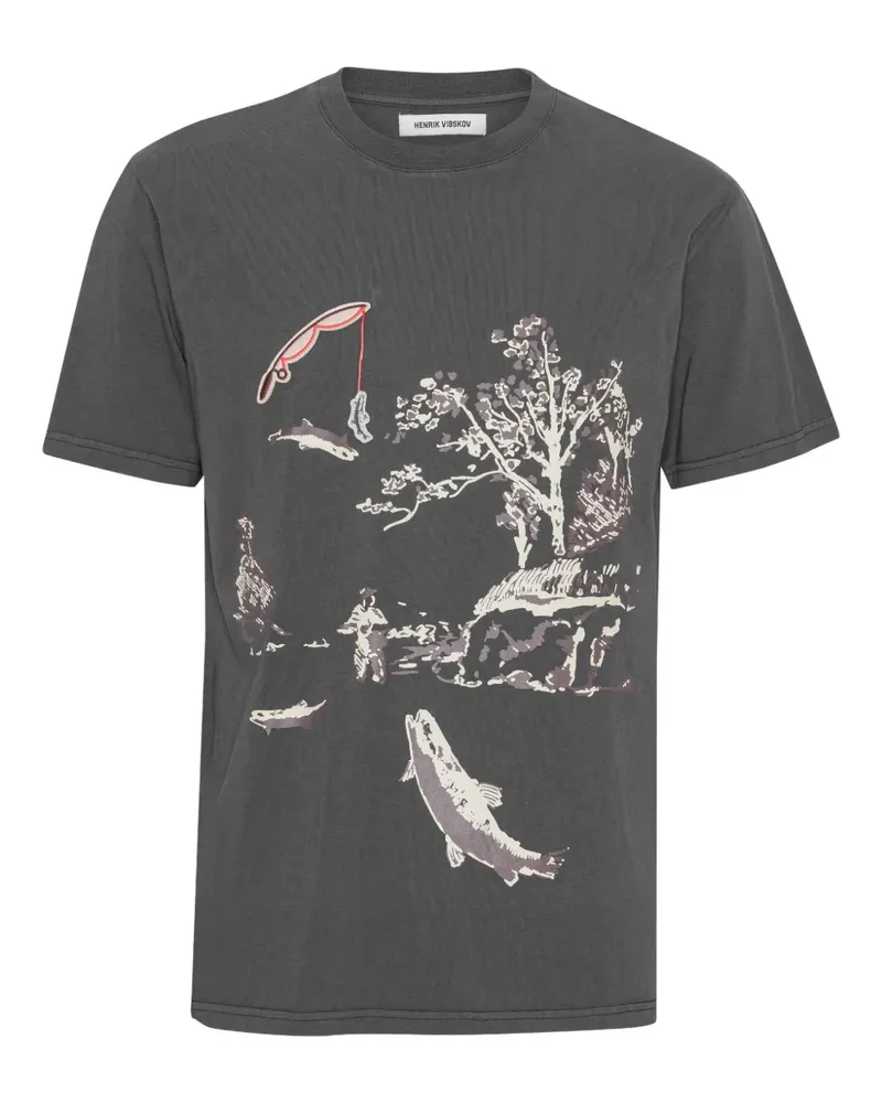 Henrik Vibskov T-Shirt mit Angelszenen-Print - Grau Grau