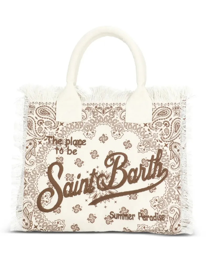 MC2 Saint Barth large Vanity paisley-print fringed tote bag - Weiß Weiß